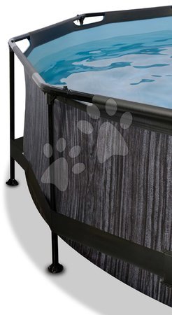 Medencék kerek alakúak - Medence napellenzővel és szűrővel Black Wood pool Exit Toys - 3