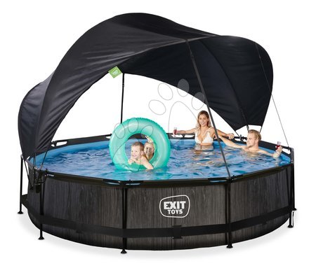 Medencék kerek alakúak - Medence napellenzővel és szűrővel Black Wood pool Exit Toys - 6