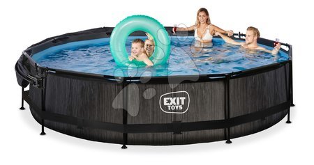 Medencék kerek alakúak - Medence napellenzővel és szűrővel Black Wood pool Exit Toys - 7