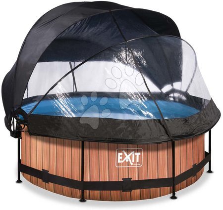 Bazény kruhové - Bazén so strieškou krytom a filtráciou Wood pool Exit Toys 
