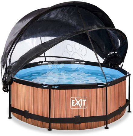 Kruhové bazény - Bazén se stříškou krytem a filtrací Wood pool Exit Toys - 3