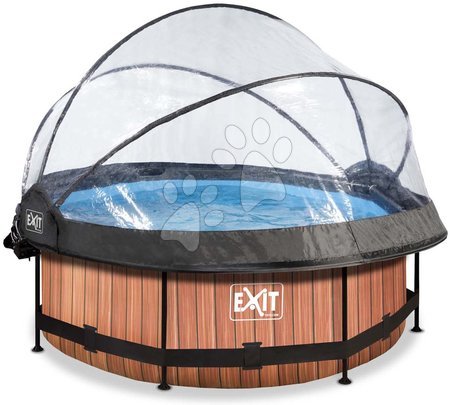 Kruhové bazény - Bazén se stříškou krytem a filtrací Wood pool Exit Toys - 4