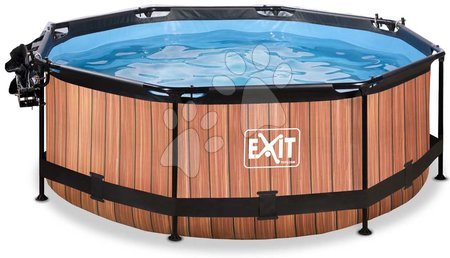 Kruhové bazény - Bazén se stříškou krytem a filtrací Wood pool Exit Toys - 5