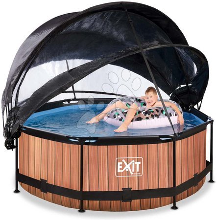 Kruhové bazény - Bazén se stříškou krytem a filtrací Wood pool Exit Toys - 1