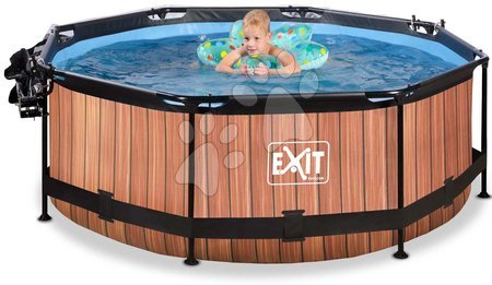 Kruhové bazény - Bazén se stříškou krytem a filtrací Wood pool Exit Toys - 2