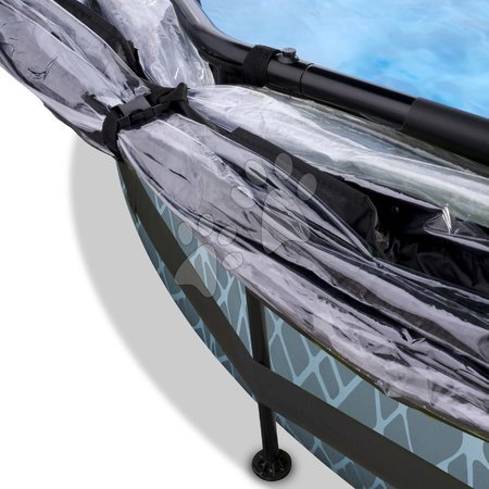 Medencék kerek alakúak - Medence napellenzővel búrával és szűrővel Stone pool Exit Toys  - 7