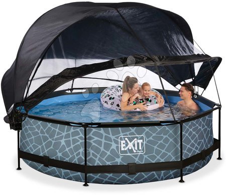 Medencék kerek alakúak - Medence napellenzővel búrával és szűrővel Stone pool Exit Toys  - 1