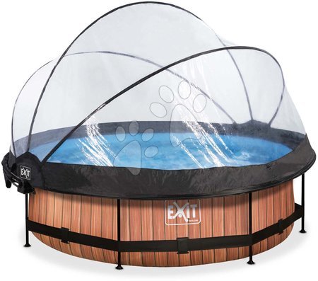 Kruhové bazény - Bazén se stříškou krytem a filtrací Wood pool Exit Toys - 4