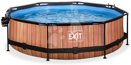 Kruhové bazény - Bazén se stříškou krytem a filtrací Wood pool Exit Toys - 5