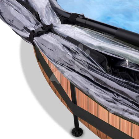 Kruhové bazény - Bazén se stříškou krytem a filtrací Wood pool Exit Toys - 7