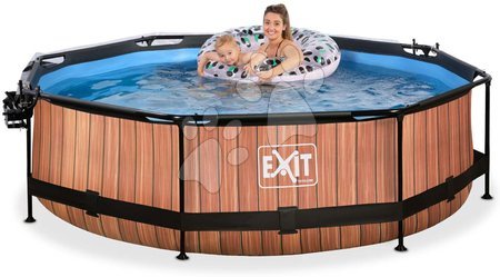 Kruhové bazény - Bazén se stříškou krytem a filtrací Wood pool Exit Toys - 2