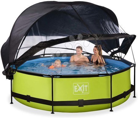 Medencék kerek alakúak - Medence napellenzővel búrával és szűrővel Lime pool Exit Toys  - 1