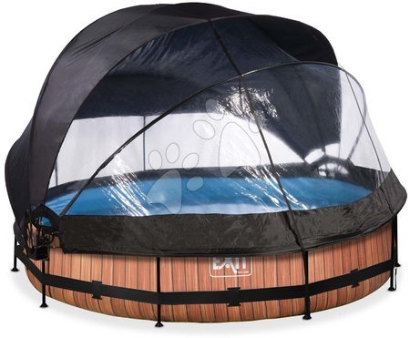 Kruhové bazény - Bazén se stříškou krytem a filtrací Wood pool Exit Toys - 3