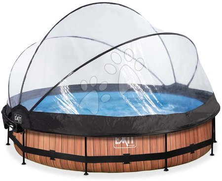 Kruhové bazény - Bazén se stříškou krytem a filtrací Wood pool Exit Toys - 4