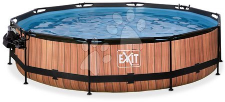Kruhové bazény - Bazén se stříškou krytem a filtrací Wood pool Exit Toys - 5