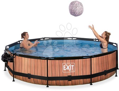 Kruhové bazény - Bazén se stříškou krytem a filtrací Wood pool Exit Toys - 2
