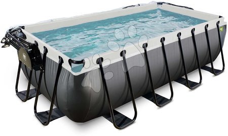 Schwimmbecken- rechteckig - EXIT Black Leather Pool 400x200x100cm mit Sandfilterpumpe und Abdeckung - schwarz_1