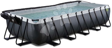 Bazény obdĺžnikové - Bazén s krytom a pieskovou filtráciou Black Leather pool Exit Toys _1