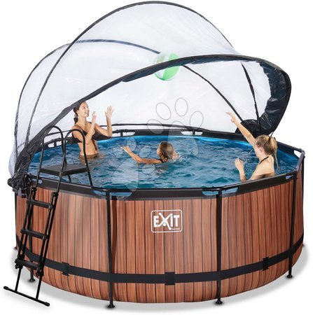 Jucării pentru copilași de la 6 la 9 ani - Piscină cu prelată și filtrare pentru nisip Wood pool brown Exit Toys_1