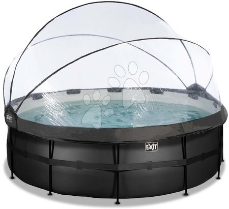 Bazény kruhové - Bazén s krytom a pieskovou filtráciou Black Leather pool Exit Toys