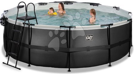 Bazeni okrogli - Bazen s pokrovom in peščeno filtracijo Black Leather pool Exit Toys - 6