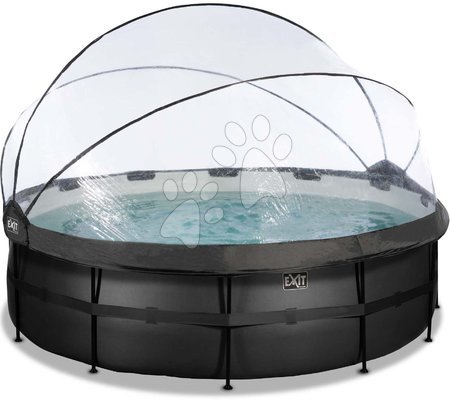 Schwimmbecken rund - EXIT Black Leather Pool ø450x122cm mit Sandfilterpumpe und Abdeckung - schwarz