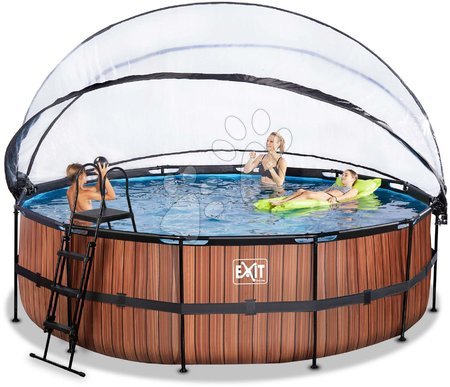 Bazény kruhové - Bazén s krytom a pieskovou filtráciou Wood pool Exit Toys_1