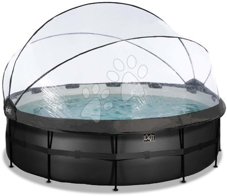 Schwimmbecken rund - EXIT Black Leather Pool ø488x122cm mit Sandfilterpumpe und Abdeckung - schwarz