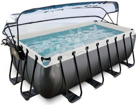 Schwimmbecken und Zubehör - EXIT Black Leather Pool 400x200x122cm mit Sandfilterpumpe und Abdeckung - schwarz_1