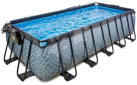  - Piscină cu prelată și filtrare pentru nisip Stone pool grey Exit Toys_1