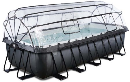 Schwimmbecken und Zubehör - EXIT Black Leather Pool 540x250x122cm mit Sandfilterpumpe und Abdeckung - schwarz