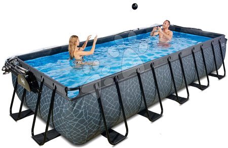 Obdélníkové bazény  - Bazén s krytem pískovou filtrací a tepelným čerpadlem Stone pool Exit Toys_1