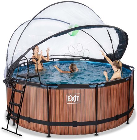 Bazény kruhové - Bazén s krytom pieskovou filtráciou a tepelným čerpadlom Wood pool Exit Toys_1