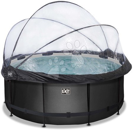 Kruhové bazény - Bazén s krytem pískovou filtrací a tepelným čerpadlem Black Leather pool Exit Toys 