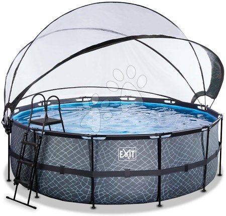 Kruhové bazény - Bazén s krytem pískovou filtrací a tepelným čerpadlem Stone pool Exit Toys