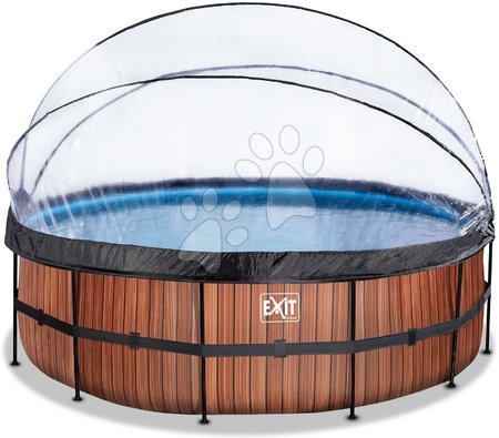  - Piscină cu prelată filtrare pentru nisip și o pompă de căldură Wood pool brown Exit Toys