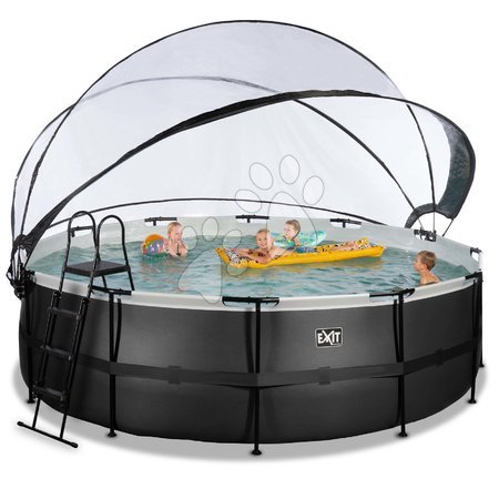 Kruhové bazény - Bazén s krytem pískovou filtrací a tepelným čerpadlem Black Leather pool Exit Toys_1