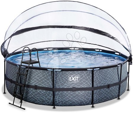 Bazény kruhové - Bazén s krytom pieskovou filtráciou a tepelným čerpadlom Stone pool Exit Toys