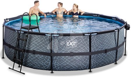 Bazény kruhové - Bazén s krytom pieskovou filtráciou a tepelným čerpadlom Stone pool Exit Toys_1