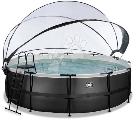 Bazény kruhové - Bazén s krytom pieskovou filtráciou a tepelným čerpadlom Black Leather pool Exit Toys