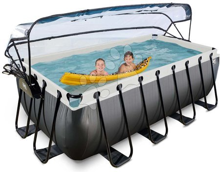  - Piscină cu prelată filtrare pentru nisip și o pompă de căldură Black Leather pool Exit Toys_1