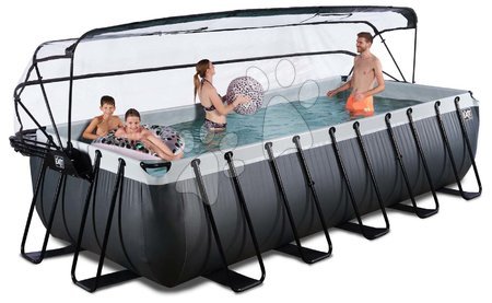  - Piscină cu prelată filtrare pentru nisip și pompă de căldură Black Leather pool Exit Toys _1