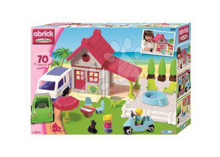 Slagalice Abrick - ECOIFFIER 3096 Abrick Holiday domček 70 ks  52*38*28 cm - 1