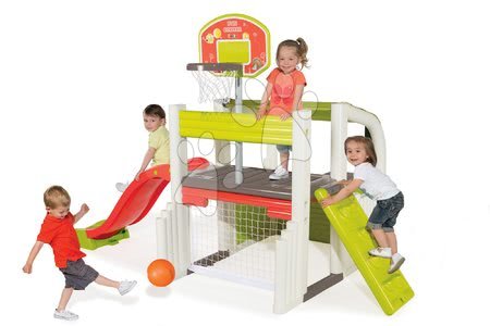 Spielzeuge und Spiele für den Garten - Spielcenter-Set Fun Center Smoby mit einer 150 cm langen Rutsche und einem Basketballkorb ab 24 Monaten
