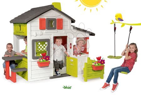 Kućice s ljuljačkom - Set kućica Prijatelja Smoby s prednjim vrtom