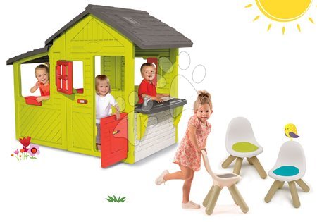 Kleine Spielhäuser für Kinder - Set Häuschen Gärtner Neo Floralie Smoby