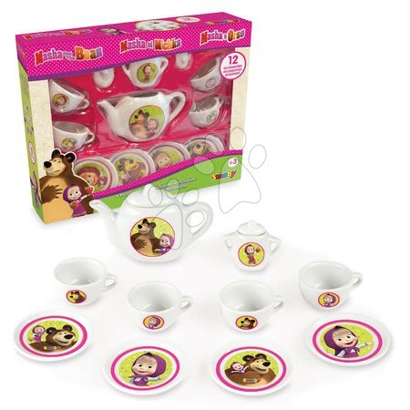 Játékkonyha kiegészítők és edények - Porcelán teakészlet Mása és a medve Smoby - 2