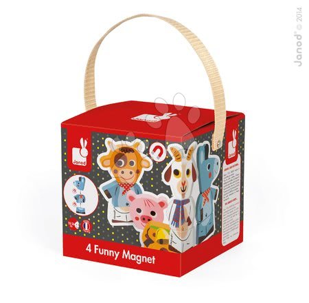 Puzzle pro nejmenší - Dřevěné magnetické figurky Farm Funny Magnet Janod - 3