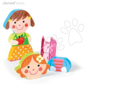 Puzzle pro nejmenší - Dřevěné magnetické figurky Dolls Funny Magnet Janod - 4