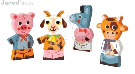 Puzzle pro nejmenší - Dřevěné magnetické figurky Farm Funny Magnet Janod - 4